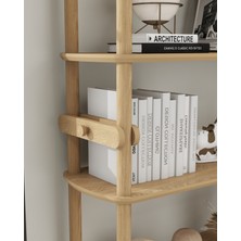 Rosa 6 Raflı Kitaplık – MDF Lam Gövde, Ahşap Ayaklı – 174x80x30 cm | Modern ve Minimalist Raflı Kitaplık