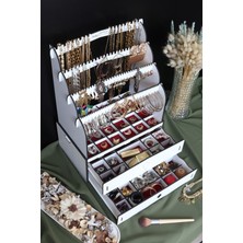 About The Perfect Büyük Takı Organizer, Kozmetik ve Makyaj Düzenleyici, Beyaz ve Yeşil Renkli