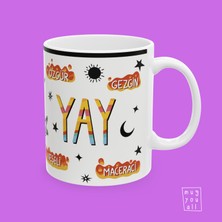 Yay Burcu Sagittarius Astroloji Temalı Özel Çizim Tasarım Hediyelik Porselen Kahve Kupası