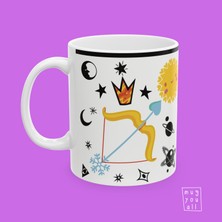 Yay Burcu Sagittarius Astroloji Temalı Özel Çizim Tasarım Hediyelik Porselen Kahve Kupası