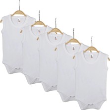 Hvc Bebek Body Askılı Atlet Body Ribanalı Pamuklu Zıbın Beyaz 5li Unisex