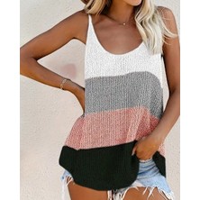 AYDOGANTICARET44 Kadın Askılı Yuvarlak Yaka Salaş Triko Bluz