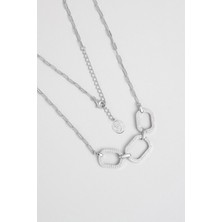 So CHIC Modern Miras 18 Ayar Beyaz Altın Kaplama 45 Cm Gümüş Kolye