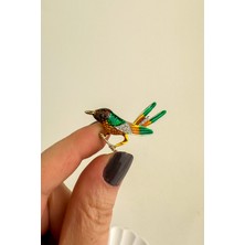 Altın Rengi Taş Detay Kuş Broş (4cm)