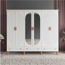 Soho 6 Kapaklı Beyaz Gardırop Tamamı Mdf