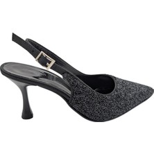 Kalindra | Kadın Taş Kaplamalı Arkası Açık Abiye Ayakkabı - Siyah - 40