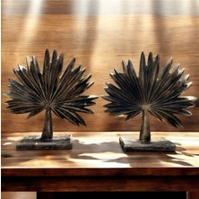 Şık Polyester Ikili Yaprak Dekoratif Saksı, Gold Eskitme, Modern Tasarım