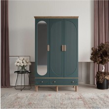 SOHO 3 KAPAKLI YEŞİL GARDIROP TAMAMI MDF