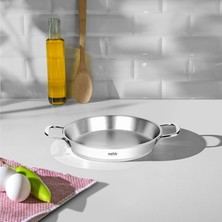 Nehir silver Çelik Italyan Kapaksız Omlet Sahanı - Gümüş - 16 cm
