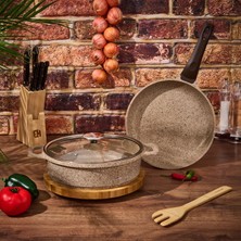 Amboss Montana 3 Parça Tava Seti - Bej - 26 cm