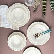 Porser Fulya Altın File 24 Parça Yemek Takımı - Beyaz