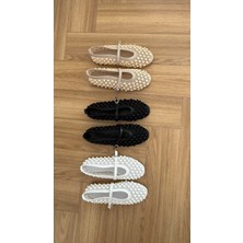 Boncuk Detaylı Siyah File Babet