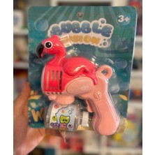 Figürlü Çok Delikli Büyük Boy Pilli ve Işıklı Baloncuk Çıkaran Köpük Tabancası Bubble Gun