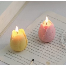 3'lü Sarı Renkli Dekoratif Mum Seti, Ev ve Hediye Için Güzel Seçenek