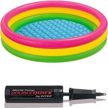 intex Yumuşak Tabanlı 3 Boğumlu Renkli Şişme Havuz ve Pompa Seti Eğlenceli Kullanım İçin
