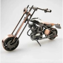 El Yapımı Motosiklet Figürler Modeli Retro Vintage Ev-Ofis Dekoratif Metal Süs Büyük Boy