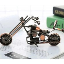 El Yapımı Motosiklet Figürler Modeli Retro Vintage Ev-Ofis Dekoratif Metal Süs Büyük Boy