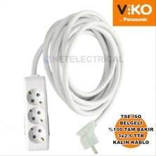 Multi-Let | Üçlü 25 Metre Topraklı Yan Fişli Çocuk Korumalı Grup Priz - 3'lü, 25 M, (3x2.5 Ttr Tam Bakır Kalın Kablolu)