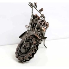 El Yapımı Motosiklet Figürler Modeli Retro Vintage Ev-Ofis Dekoratif Metal Süs Büyük Boy