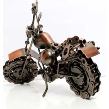 El Yapımı Motosiklet Figürler Modeli Retro Vintage Ev-Ofis Dekoratif Metal Süs Büyük Boy