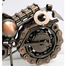 El Yapımı Motosiklet Figürler Modeli Retro Vintage Ev-Ofis Dekoratif Metal Süs Büyük Boy