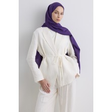 Fenza Scarf Paris Ipeği Şal - Patlıcan Moru