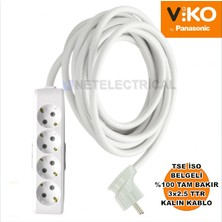 Multi-Let | Dörtlü 15 Metre Topraklı Yan Fişli Çocuk Korumalı Grup Priz - 4'lü, 15 M, (3x2.5 Ttr Tam Bakır Kalın Kablolu)