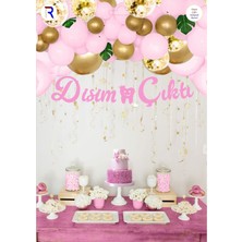 Ilk Diş Pembe Kaligrafi Banner | Bebek Diş Partisi Süsü | Doğum Günü Dekoru