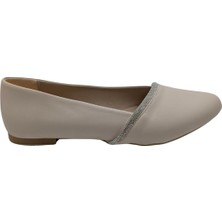 Mirelta | Kadın Büyük Numara Şerit Taşlı Babet - Ten - 41