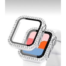Apple Watch Series 10 46MM Uyumlu Zarif Elmas Taşlı Silver Kasa ve Ekran Koruyucu Kılıf