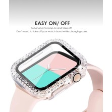 Apple Watch Series 10 46MM Uyumlu Zarif Elmas Taşlı Şeffaf Kasa ve Ekran Koruyucu Kılıf