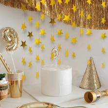 Ipe Dizili Gold Yıldız Süs | 4 Metre Uzayan Dekor | Parti ve Doğum Günü Süslemesi