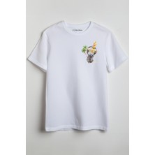Merch&ice Hollywood Film Rulosu Baskılı Unisex T-Shirt Beyaz