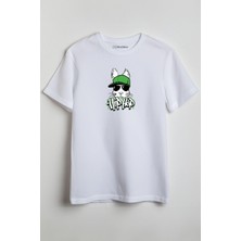 Merch&ice Hiphop Tavşan Baskılı Unisex T-Shirt Beyaz
