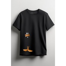 Merch&ice Duffy Duck Ördek Baskılı Unisex T-Shirt Siyah
