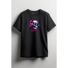 Merch&ice Music Skeleton Baskılı Unisex T-Shirt Siyah