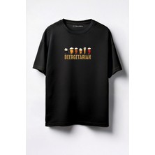 Merch&ice Beergetarian Baskılı Unisex Oversize T-Shirt Siyah