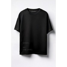 Merch&ice No One Cares Baskılı Unisex Oversize T-Shirt Siyah