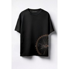 Merch&ice Dönme Dolap Baskılı Unisex Oversize T-Shirt Siyah