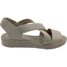 Talirys | Kadın Likralı Hasır Detaylı Düz Sandalet - Bej - 38