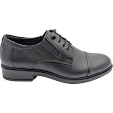 Akın - 376 | Erkek Hakiki Deri Lastik Bağcıklı Klasik Ayakkabı - Siyah - 42