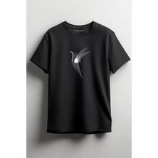 Merch&ice Kuş Gölgesi  Önü Baskılı Unisex Tişört Siyah