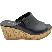 Belluna | Kadın Hakiki Deri Dolgu Topuk Terlik - Siyah - 39