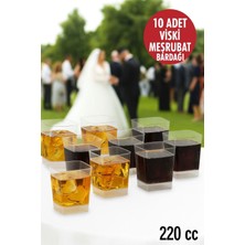 10'lu Set Viski, Meşrubat Kare Plastik Bardak – 220 cc