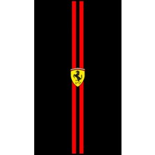 Soi Craft Ferrari Duvar Sanatı, Siyah Zemin Üzerine Çift Kırmızı Şeritli Logo Tasarımı