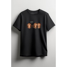 Merch&ice Üç Maymun Tişört - Görmedim, Duymadım, Bilmiyorum.. Siyah