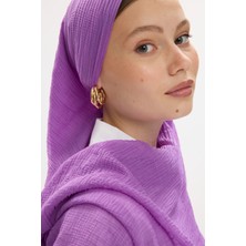Fenza Scarf Pamuklu Müslin Şal - Eflatun