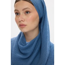 Fenza Scarf Pamuklu Müslin Şal - Indigo