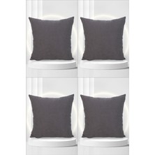 Suet Petek Dokulu Düz Kırlent Kılıfı 4'lü 45X45 Gri