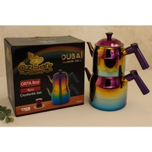 Dem Dubai Series Renkli Paslanmaz Çelik Orta Boy Çaydanlık - 18/10 Çelik, Isıya Dayanıklı
